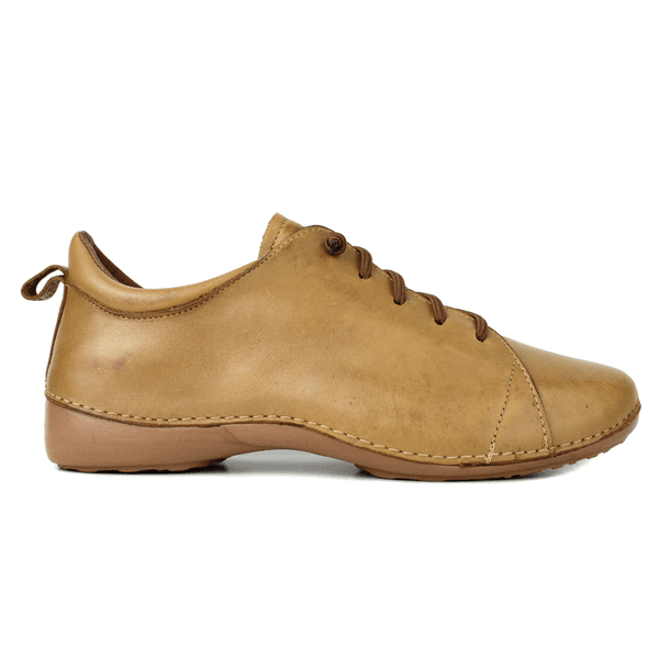 Tênis Alívio Feminino em Couro Legítimo e Palmilha Gel - Caramelo - Sola Castanho (AL071) 