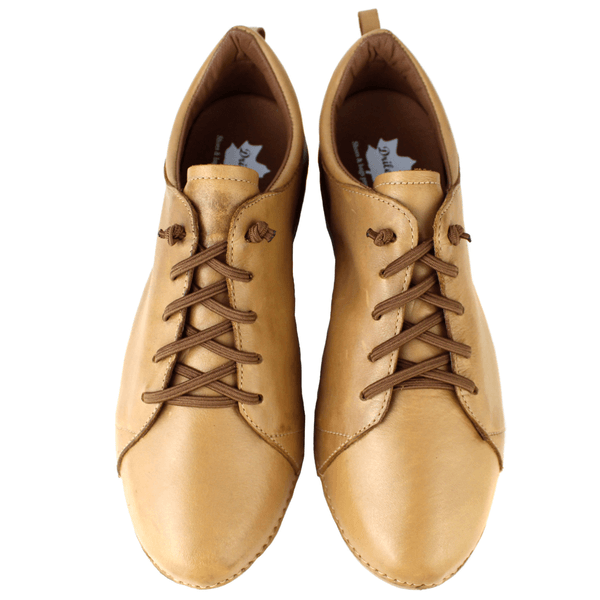 Tênis Alívio Feminino em Couro Legítimo e Palmilha Gel - Caramelo - Sola Castanho (AL071) 