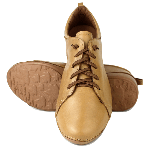 Tênis Alívio Feminino em Couro Legítimo e Palmilha Gel - Caramelo - Sola Castanho (AL071) 