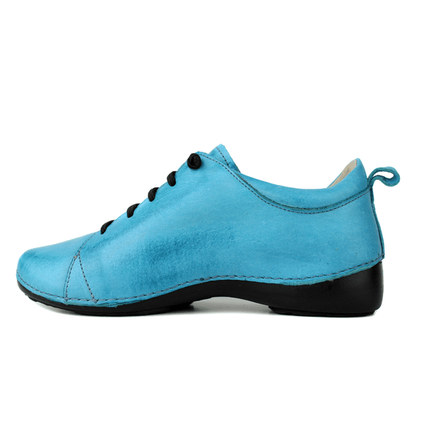 Tênis Alívio Feminino em Couro Legítimo e Palmilha Gel - Turquesa - Sola Preta (AL071) 