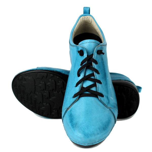 Tênis Alívio Feminino em Couro Legítimo e Palmilha Gel - Turquesa - Sola Preta (AL071) 