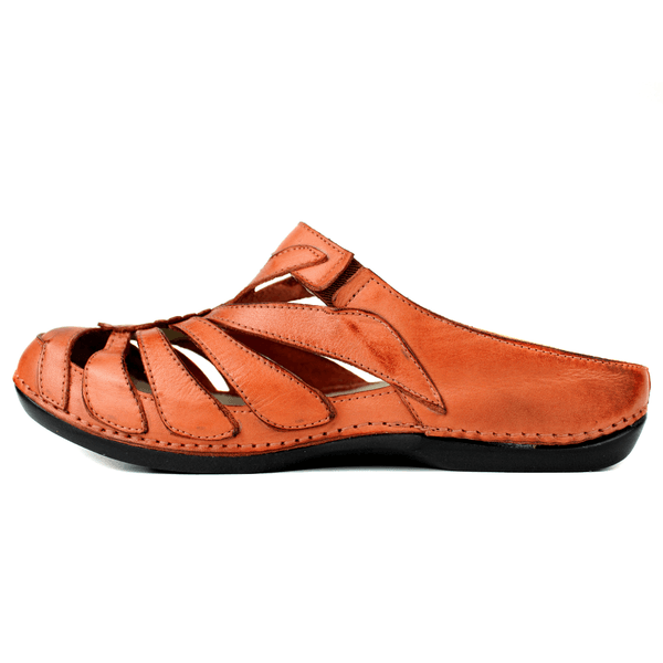 Mule Ortopédico Feminino Couro Legitimo com Palmilha Gel - Coral - Sola Preta (BE020) 