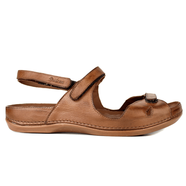 Sandália Bem-Estar Ortopédica em Couro Legítimo - Castanho - Sola Castanho (BE006) 