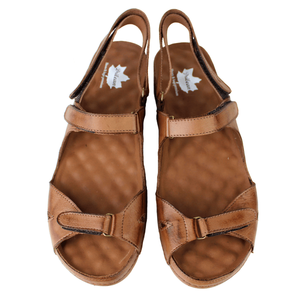 Sandália Bem-Estar Ortopédica em Couro Legítimo - Castanho - Sola Castanho (BE006) 