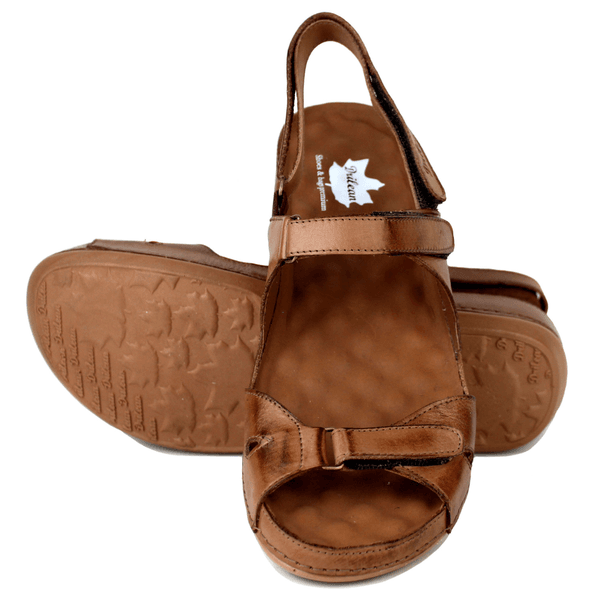 Sandália Bem-Estar Ortopédica em Couro Legítimo - Castanho - Sola Castanho (BE006) 