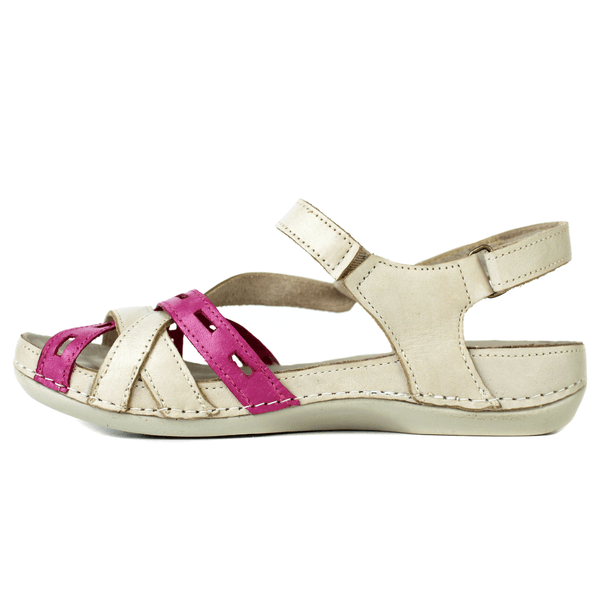 Sandália Bem-Estar Ortopédica em Couro Legítimo - Off /Violeta - Sola Off (BE009)