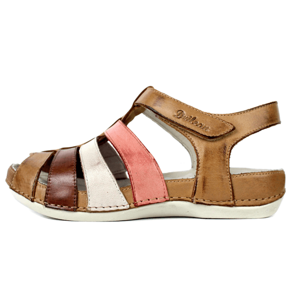 Sandália Bem-Estar Ortopédica em Couro Legítimo - Caramelo/Rose/Off/Castanho - Sola Off (BE013) 35 OUTLET
