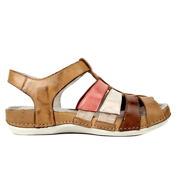 Sandália Bem-Estar Ortopédica em Couro Legítimo - Caramelo/Rose/Off/Castanho - Sola Off (BE013) 35 OUTLET