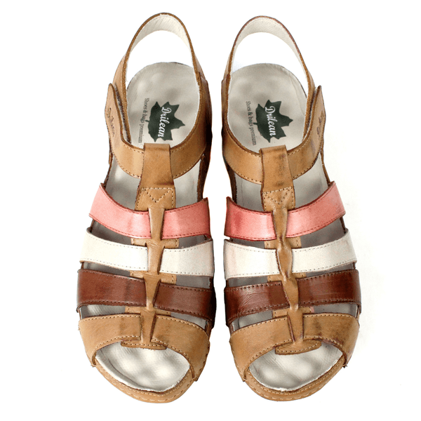 Sandália Bem-Estar Ortopédica em Couro Legítimo - Caramelo/Rose/Off/Castanho - Sola Off (BE013) 35 OUTLET