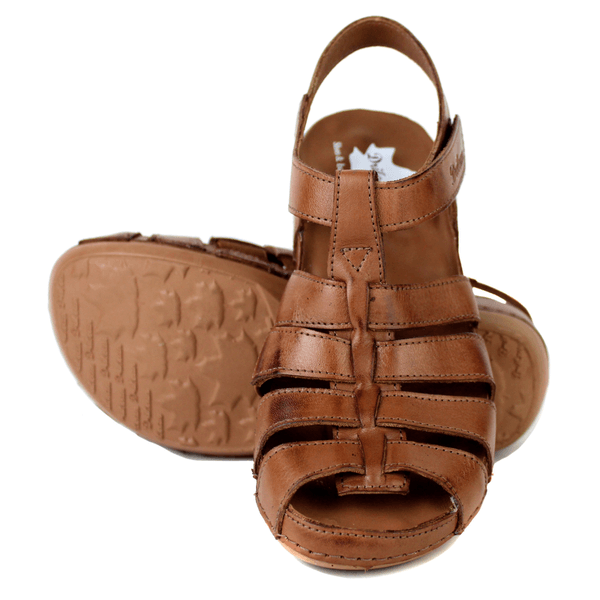 Sandália Bem-Estar Ortopédica em Couro Legítimo - Castanho - Sola Castanho (BE013) 