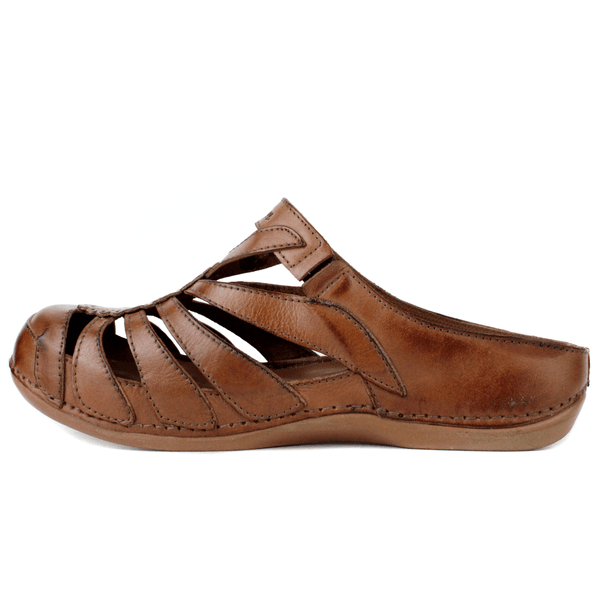 Mule Ortopédico de Couro Legítimo com Palmilha GEL - Castanho - Sola Castanho (BE020)