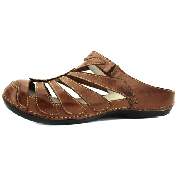 Mule Ortopédico de Couro Legítimo com Palmilha GEL - Castanho - Sola Preta (BE020) 37 OUTLET