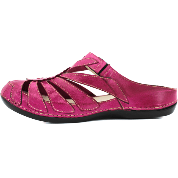 Mule Ortopédico de Couro Legítimo com Palmilha GEL - Violeta - Sola Preta (BE020)