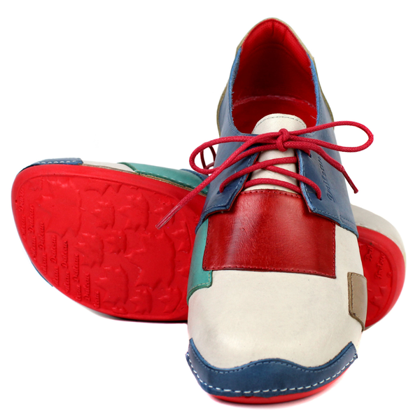 Tênis Bem-Estar Ortopédico em Couro Legítimo - OFF /AZUL /VERMELHO /FENDI /OCEANO - Sola Vermelha (BE026)
