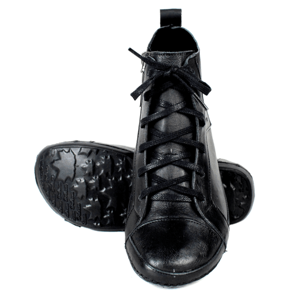Bota Ortopédica Feminina em Couro Legítimo com Palmilha Gel - Preto - Sola Preta (BE027) 