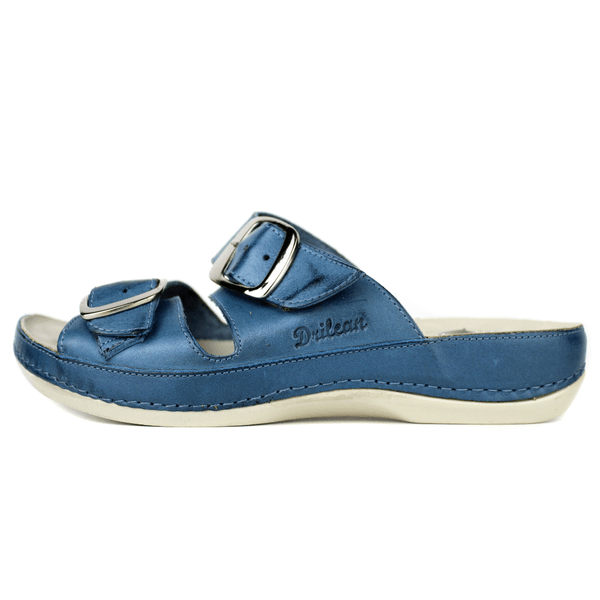 Sandália Bem-Estar Ortopédica em Couro Legítimo - Azul - Sola Off (BE032)