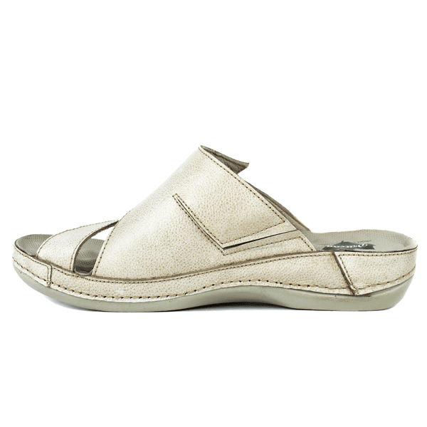Sandália Bem-Estar Ortopédica em Couro Legítimo - Bicolor Off White - Palmilha e Sola Off (BE033)