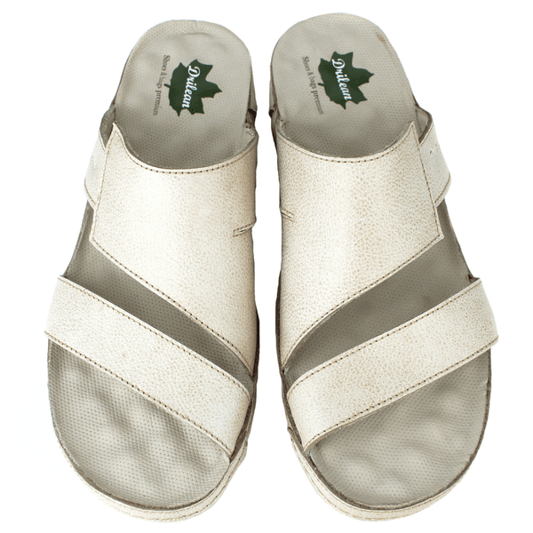 Sandália Bem-Estar Ortopédica em Couro Legítimo - Bicolor Off White - Palmilha e Sola Off (BE033)