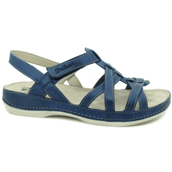 Sandália Bem-Estar Ortopédica em Couro Legítimo - Azul - Sola Off (BE035) 38 OUTLET