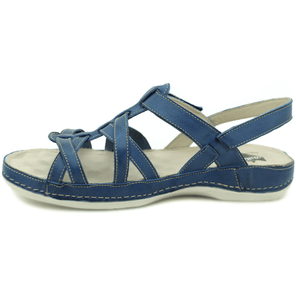 Sandália Bem-Estar Ortopédica em Couro Legítimo - Azul - Sola Off (BE035) 38 OUTLET
