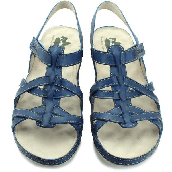 Sandália Bem-Estar Ortopédica em Couro Legítimo - Azul - Sola Off (BE035) 38 OUTLET