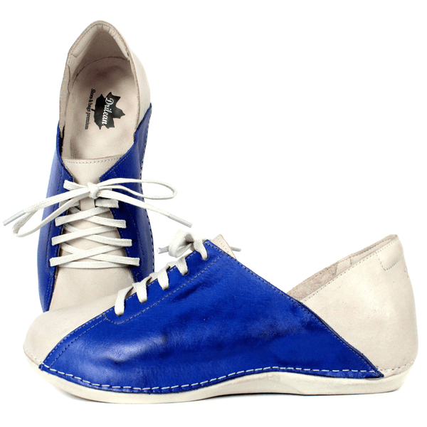 Tênis Bem-Estar Ortopédico em Couro Legítimo - Off White/Royal - Sola Off (BE040)