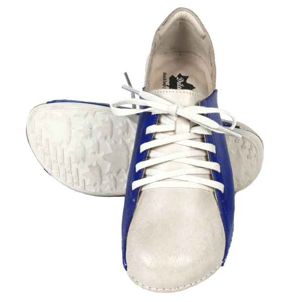 Tênis Bem-Estar Ortopédico em Couro Legítimo - Off White/Royal - Sola Off (BE040)
