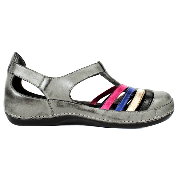 Sapatilha Bem-Estar Ortopédica em Couro Legítimo - Grafite/Violeta/Royal/Off White/Preto - Sola Preta (BE042) 40 OUTLET