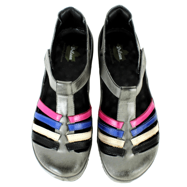 Sapatilha Bem-Estar Ortopédica em Couro Legítimo - Grafite/Violeta/Royal/Off White/Preto - Sola Preta (BE042) 40 OUTLET