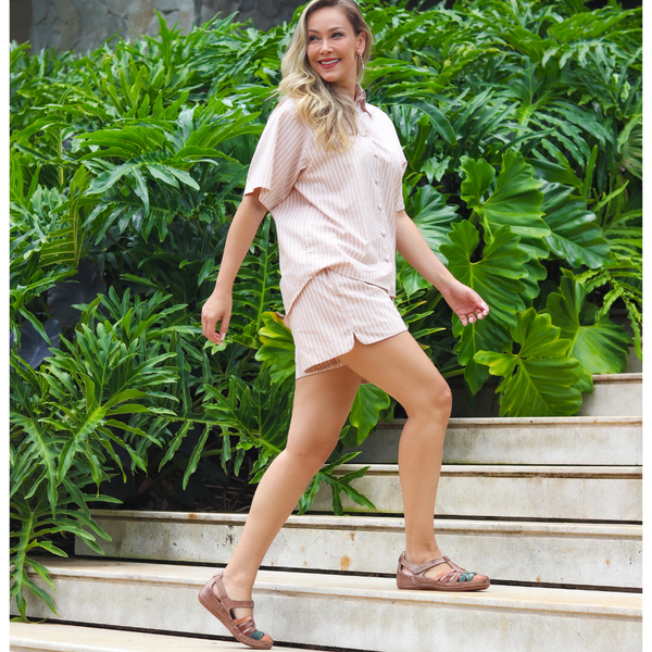 Sapatilha Bem-Estar Ortopédica em Couro Legítimo - Fendi/Laranja/Castanho/Verde - Sola Castanho (BE044)