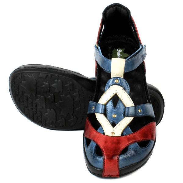 Sapatilha Bem-Estar Ortopédica em Couro Legítimo - Preto/Vermelho/Azul/Off - Sola Preta (BE047)