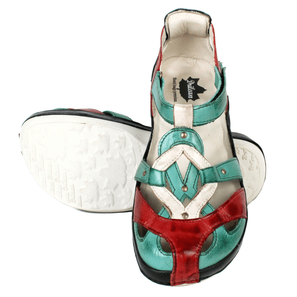 Sapatilha Bem-Estar Ortopédica em Couro Legítimo - Preto/Vermelho/Oceano/Off White - Sola Off (BE047)