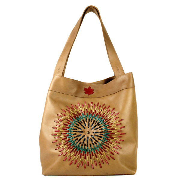 Bolsa 100% em couro legítimo - CARAMELO /SALMÃO /A... - Drilean