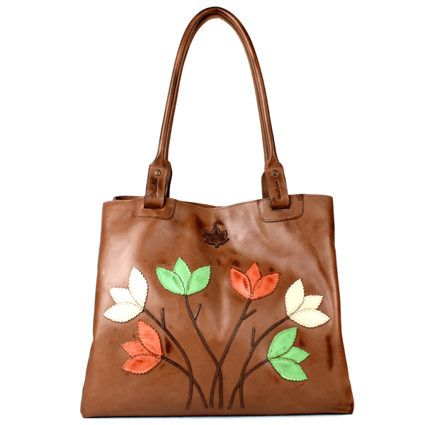 Bolsa 100% em couro legítimo de flores - CASTANHO ... - Drilean