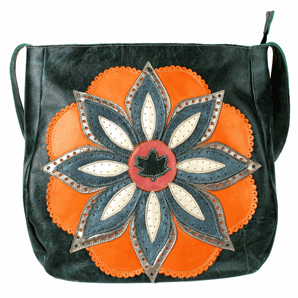 Bolsa 100% em couro legítimo - BIC VERDE/ABOBORA/O... - Drilean