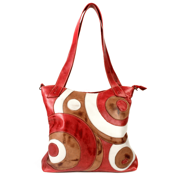 Bolsa 100% em couro legítimo - VERM/CASTANHO/OFF W... - Drilean