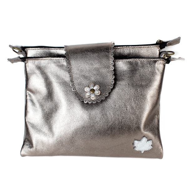 Bolsa Feminina em Couro - Onix /Prata /Ouro (BP006... - Drilean
