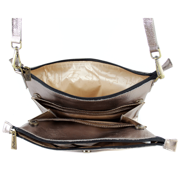 Bolsa Feminina em Couro - Onix /Prata /Ouro (BP006) 