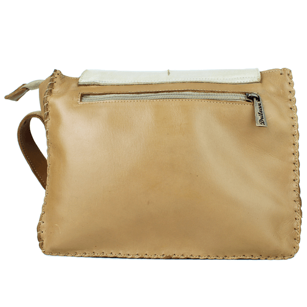 Bolsa Feminina em Couro Legitimo - Caramelo /Off (BP017) 