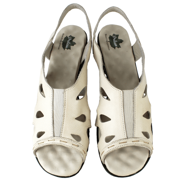 Sandália Feminina de Salto em Couro Legítimo e Palmilha em Gel - Bicolor Off (BR050)