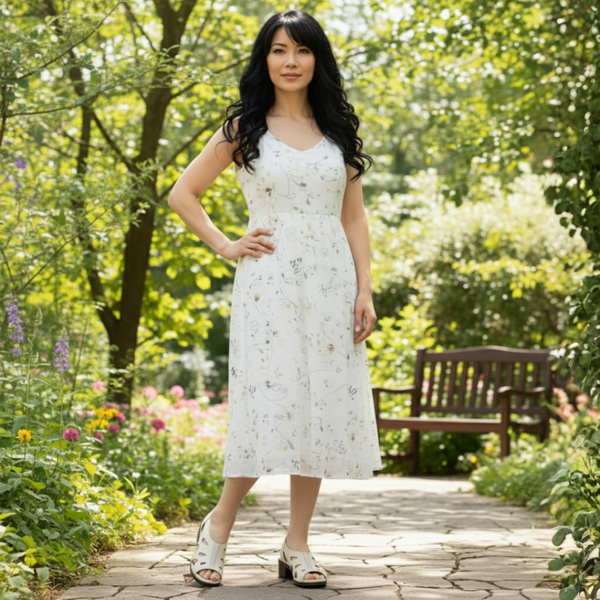 Sandália Feminina de Salto em Couro Legítimo e Palmilha em Gel - Bicolor Off (BR050)