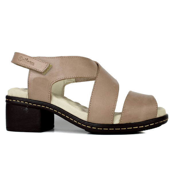Sandália Feminina de Salto em Couro Legítimo e Palmilha em Gel - Fendi (BR056)