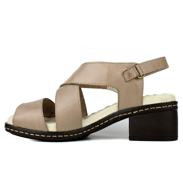 Sandália Feminina de Salto em Couro Legítimo e Palmilha em Gel - Fendi (BR056)