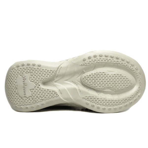 Tênis Feminino em Couro Legítimo com Palmilha em Gel - Off White/Royal - Sola Off (CAF001)
