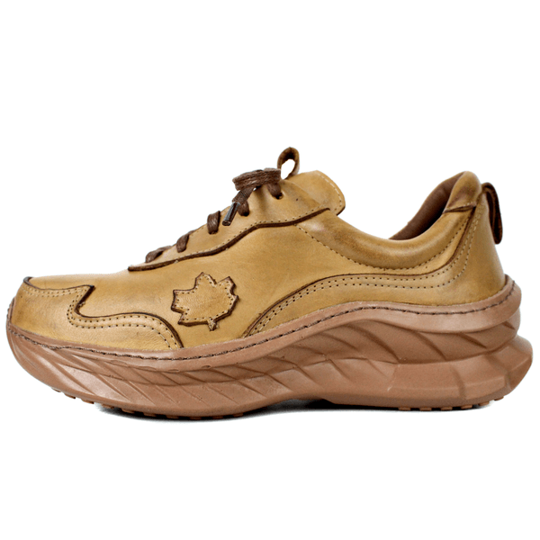 Tênis Feminino em Couro Legítimo com Palmilha em Gel - Caramelo - Sola Castanho (CAF002) 