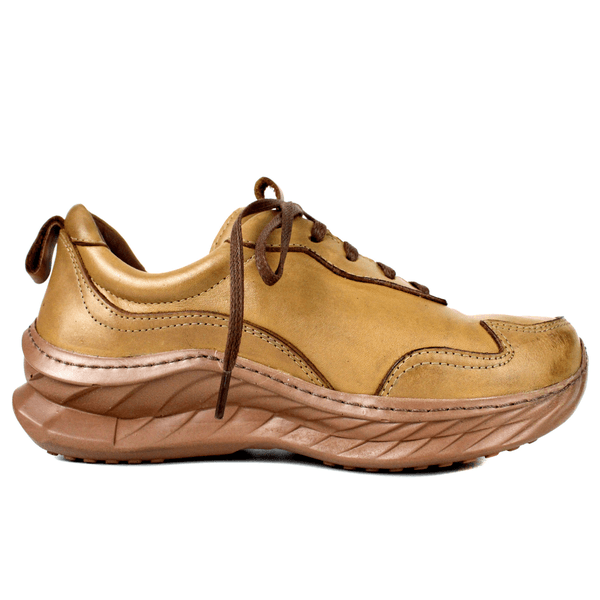 Tênis Feminino em Couro Legítimo com Palmilha em Gel - Caramelo - Sola Castanho (CAF002) 