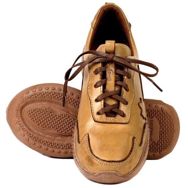 Tênis Feminino em Couro Legítimo com Palmilha em Gel - Caramelo - Sola Castanho (CAF002) 