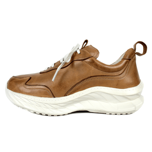 Tênis Feminino em Couro Legítimo com Palmilha em Gel - Caramelo - Sola Off (CAF002)