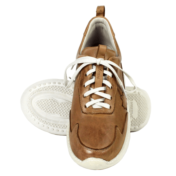 Tênis Feminino em Couro Legítimo com Palmilha em Gel - Caramelo - Sola Off (CAF002)