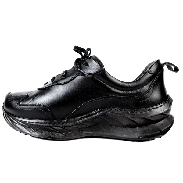 Tênis Feminino em Couro Legítimo com Palmilha em Gel - Preto - Sola Preta (CAF002)